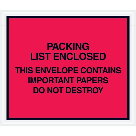 Tape Logic "Important Papers Enclosed" Envelopes, 7" x 6", Red, Case of 1000