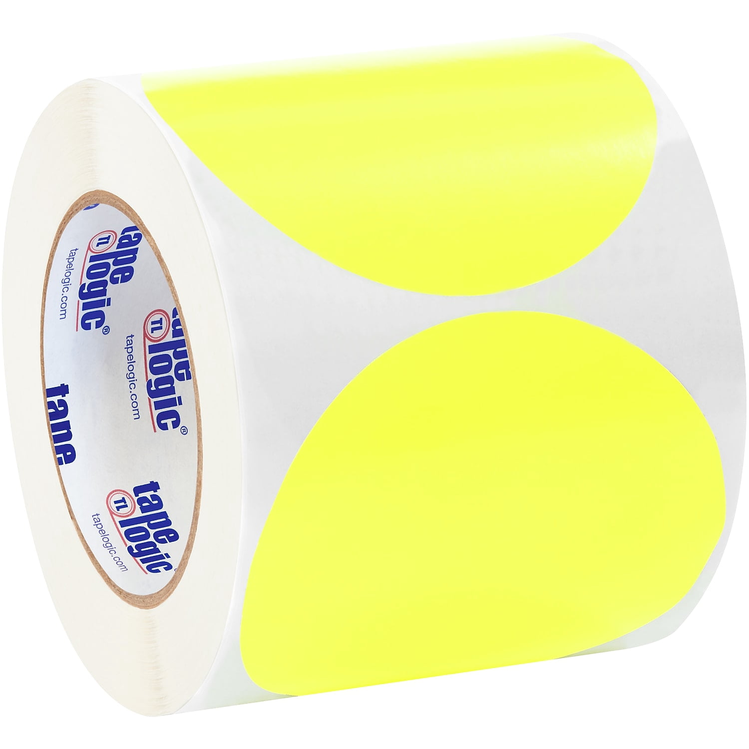 Tape Logic Inventory Circle Labels 4" Fluorescent Yellow 500/Roll DL615L