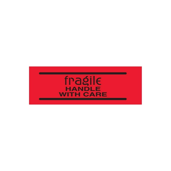 Tape Logic Labels "Fragile Handle With Care" 2" x 3" Fluorescent Red 500/Roll DL3601