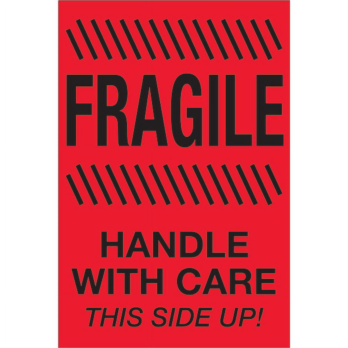 Tape Logic® Preprinted Special Handling Labels, DL1187, Fragile Handle With Care This Side Up, Rectangle, 4" x 6", Fluorescent Red, Roll Of 500