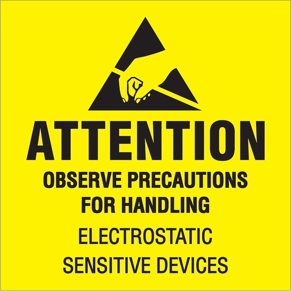Tape Logic Labels "Attention - Observe Precautions" 2" x 2" Fluorescent Yellow/B DL1369