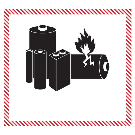 Tape Logic Labels "Caution - Lithium Battery Handling" 4 5/8" x 5" Black/White/R DL1397
