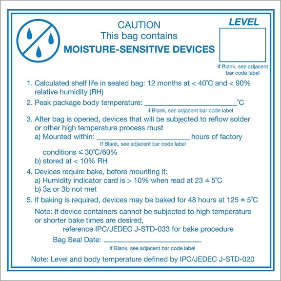 Tape Logic Label,Moisture Sensitive Devices,4x4" DL1381