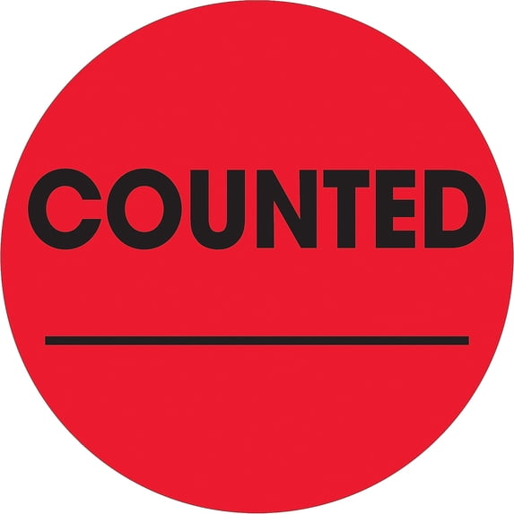 Tape Logic Labels "Counted ___" 2" Circle Fluorescent Red 500/Roll DL1270