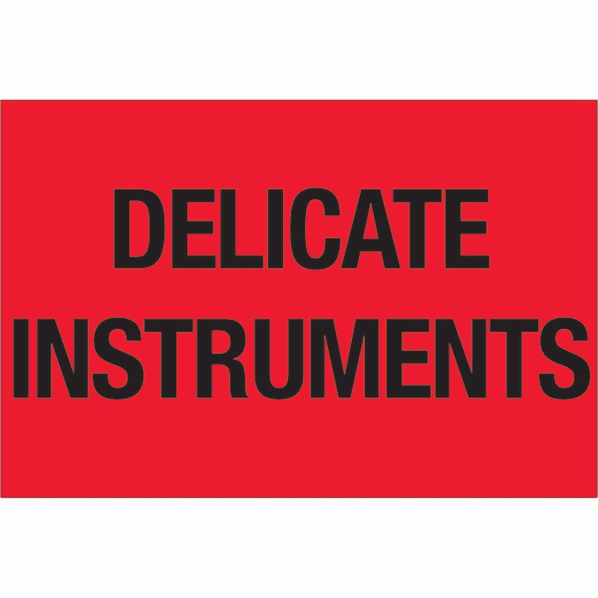 Tape Logic® Preprinted Shipping Labels, DL1079, Delicate Instruments, Rectangle, 2" x 3", Fluorescent Red, Roll Of 500