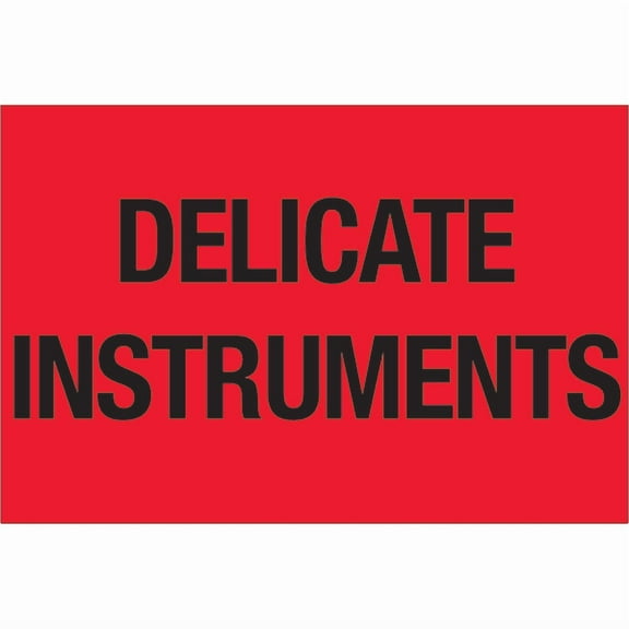 Tape Logic® Preprinted Shipping Labels, DL1079, Delicate Instruments, Rectangle, 2" x 3", Fluorescent Red, Roll Of 500