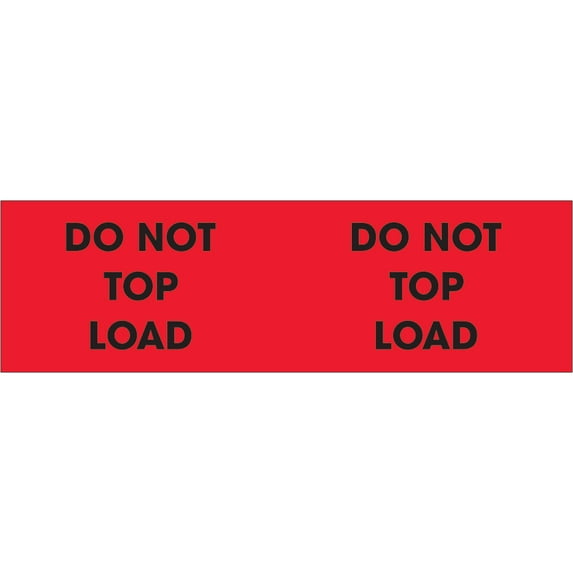 Tape Logic Labels "Do Not Top Load" 3" x 10" Fluorescent Red 500/Roll DL3121
