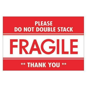 Tape Logic Labels "Fragile - Do Not Double Stack" 2" x 3" Red/White 500/Roll DL2158