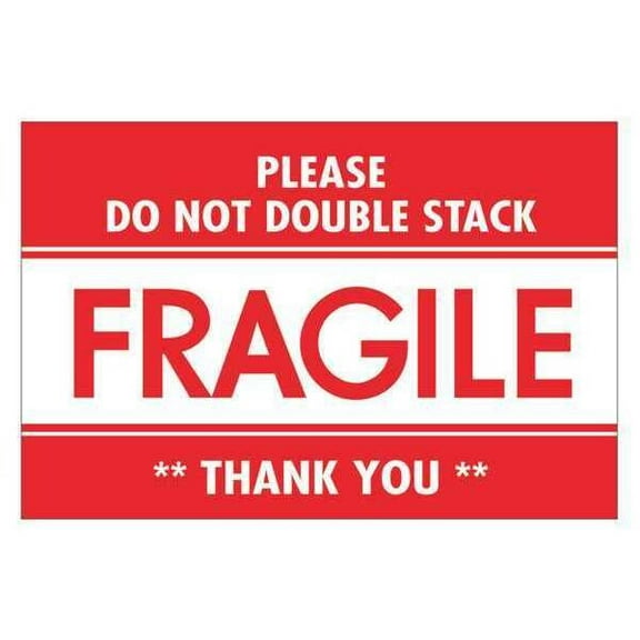 Tape Logic® Preprinted Labels, DL2158, Do Not Double Stack, Rectangle, 2" x 3", Red/White, Roll Of 500