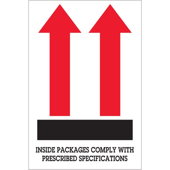 Tape Logic Label,Inside Packages Comply,4x6" DL1480