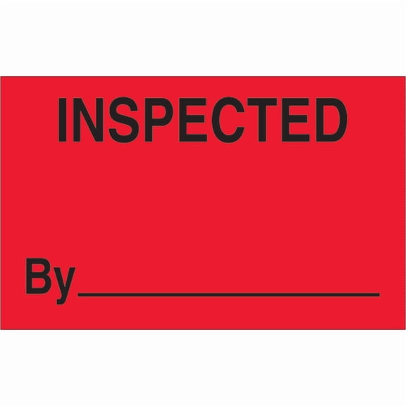 Tape Logic® Preprinted Special Handling Labels, DL1182, Inspected, Rectangle, 1 1/4" x 2", Fluorescent Red, Roll Of 500