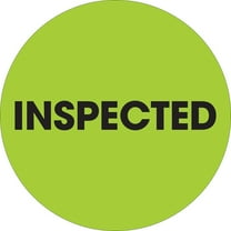 Tape Logic Labels "Inspected" 2" Circle Fluorescent Green 500/Roll DL1262