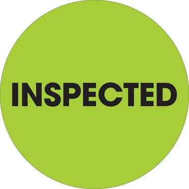 Tape Logic Labels "Inspected" 2" Circle Fluorescent Green 500/Roll DL1262