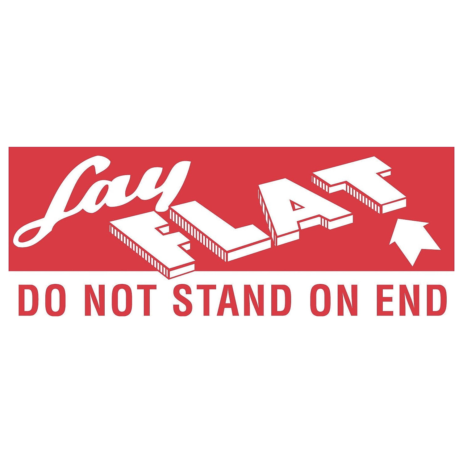 Tape Logic Labels "Lay Flat Do Not Stand On End" 3" x 5" Red/White