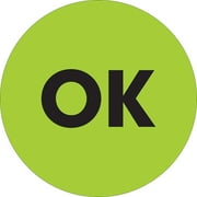 Tape Logic Labels "OK" 2" Circle Fluorescent Green 500/Roll DL1272