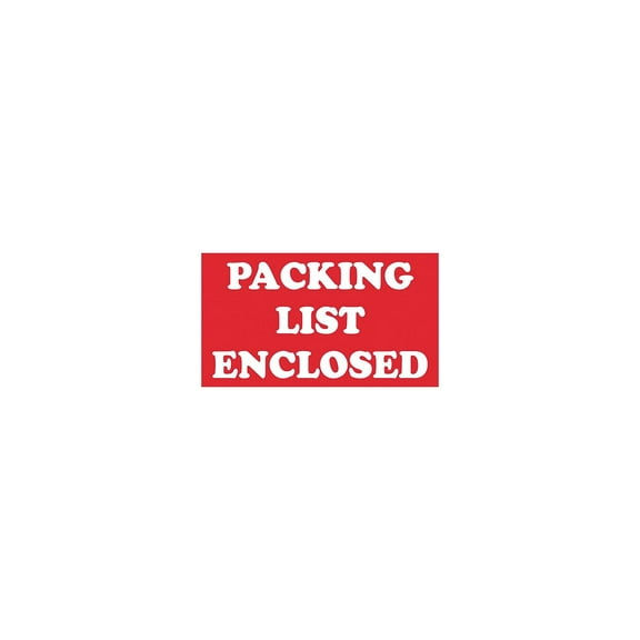 Tape Logic Labels "Packing List Enclosed" 3" x 5" Red/White 500/Roll SCL538