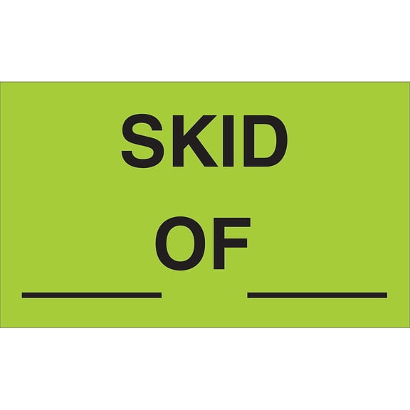 Tape Logic® Pre™Printed Shipping Labels, DL3371, 3" x 5", Skid __ of __, Fluorescent Green, Roll Of 500