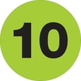 thumbnail image 1 of Tape Logic Number Labels "10" 1" Circle Fluorescent Green 500/Roll DL6760, 1 of 4
