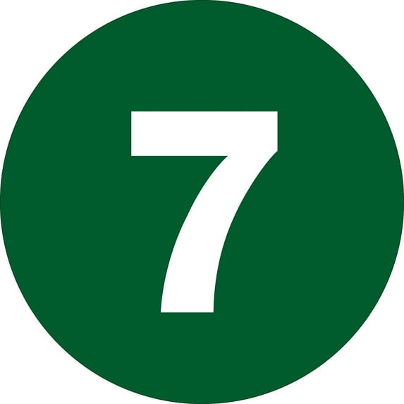 Tape Logic Tape Logic Number Labels, "7", 2" Circle, Dark Green, 500/Roll DL6775