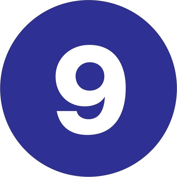 Tape Logic Number Labels "9" 2" Circle Dark Blue 500/Roll DL6777