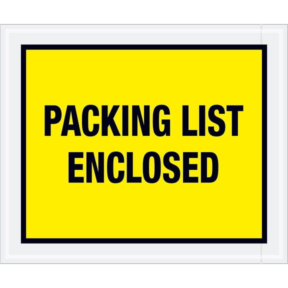 Tape Logic PL428 10 x 12 in. 2 Mil Poly Yellow Packing List Enclosed Envelopes