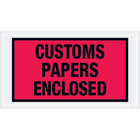 Tape Logic "Customs Papers Enclosed" Envelopes 5 1/2" x 10" Red 1000/Case (PL447)