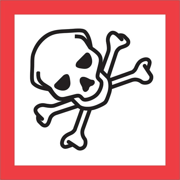 Tape Logic Pictogram Labels Skull and Crossbones 1" x 1" Black/Red/White 500/Rol DL4148