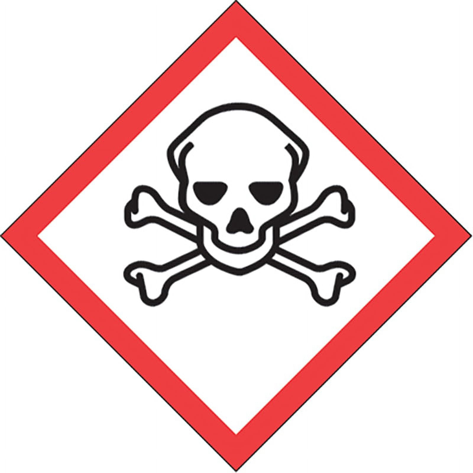 Tape Logic® Pictogram Labels, DL4248, Skull And Crossbones, Square, 2" x 2", Red/White/Black, Roll Of 500
