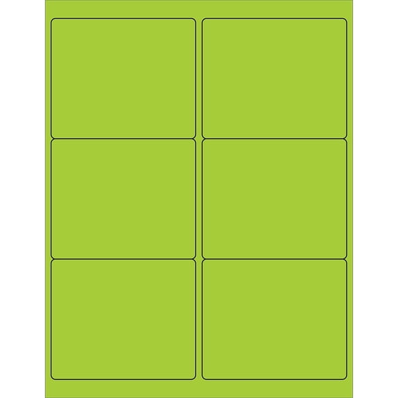 Tape Logic Rectangle Laser Labels 4" x 3 1/3" Fluorescent Green 600/Case (LL180GN)