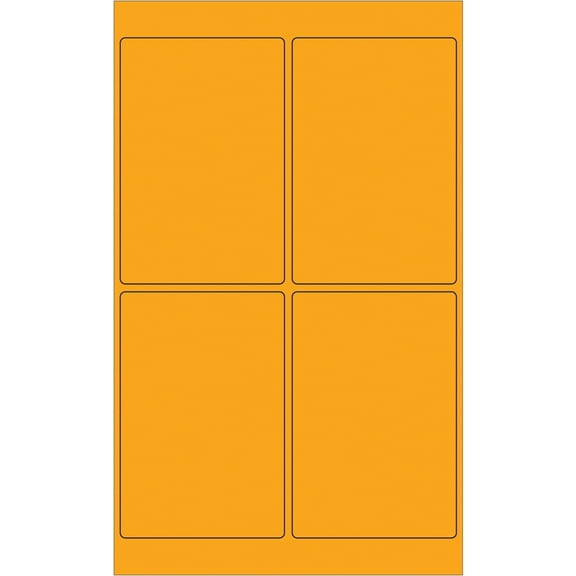 Tape Logic Rectangle Laser Labels 4" x 6" Fluorescent Orange 400/Case LL186OR