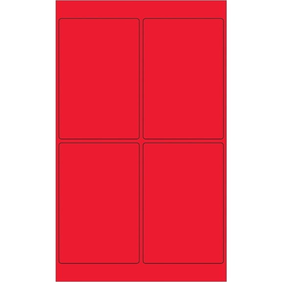 Tape Logic Rectangle Laser Labels 4" x 6" Fluorescent Red 400/Case LL186RD