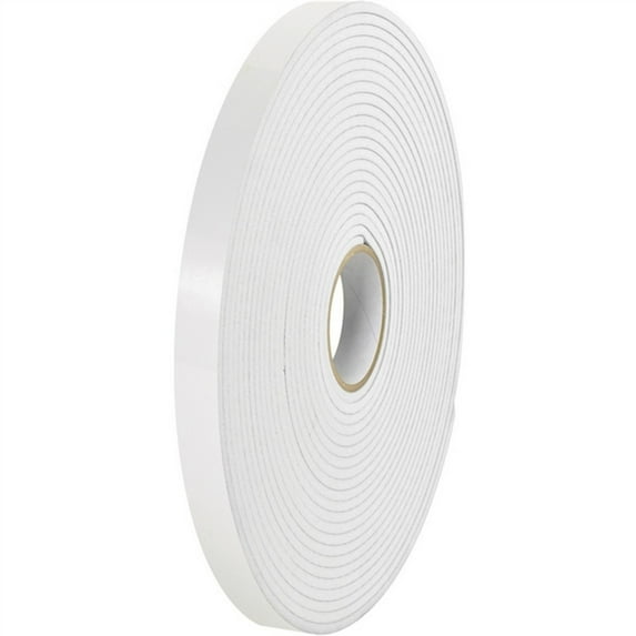 Tape Logic Removable Double Sided Foam Tape 1/2" x 36 Yard (1/16" Thick White) (24 Roll/Case)