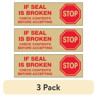 (3 pack) Tape Logic® Stop If Seal Is Broken Preprinted Carton-Sealing Tape, 3" Core, 2" x 55 Yd., Red/Tan, Case Of 18