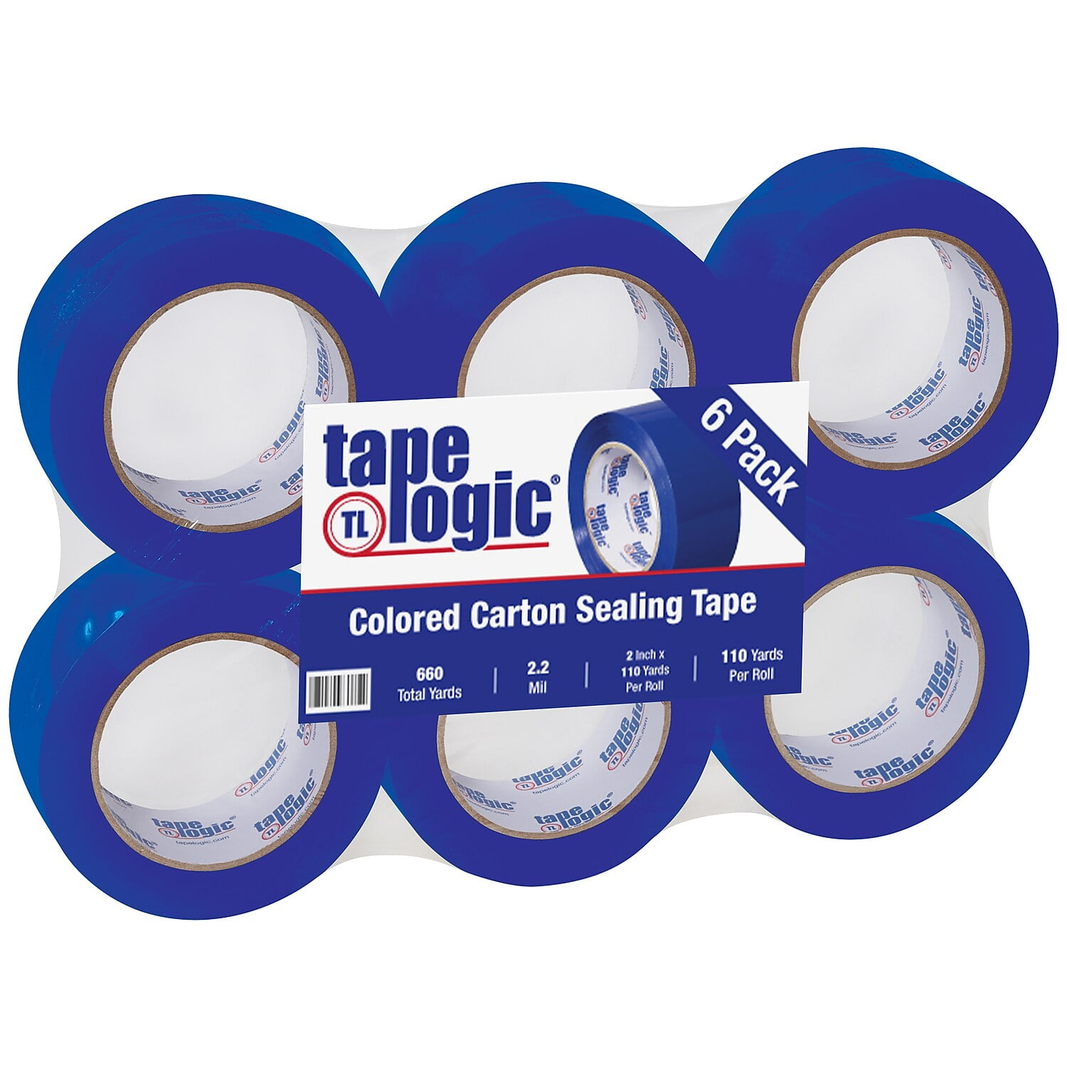Tape Logic T90222B6PK 2 in. x 110 yards Blue Carton Sealing Tape - Pack of 6