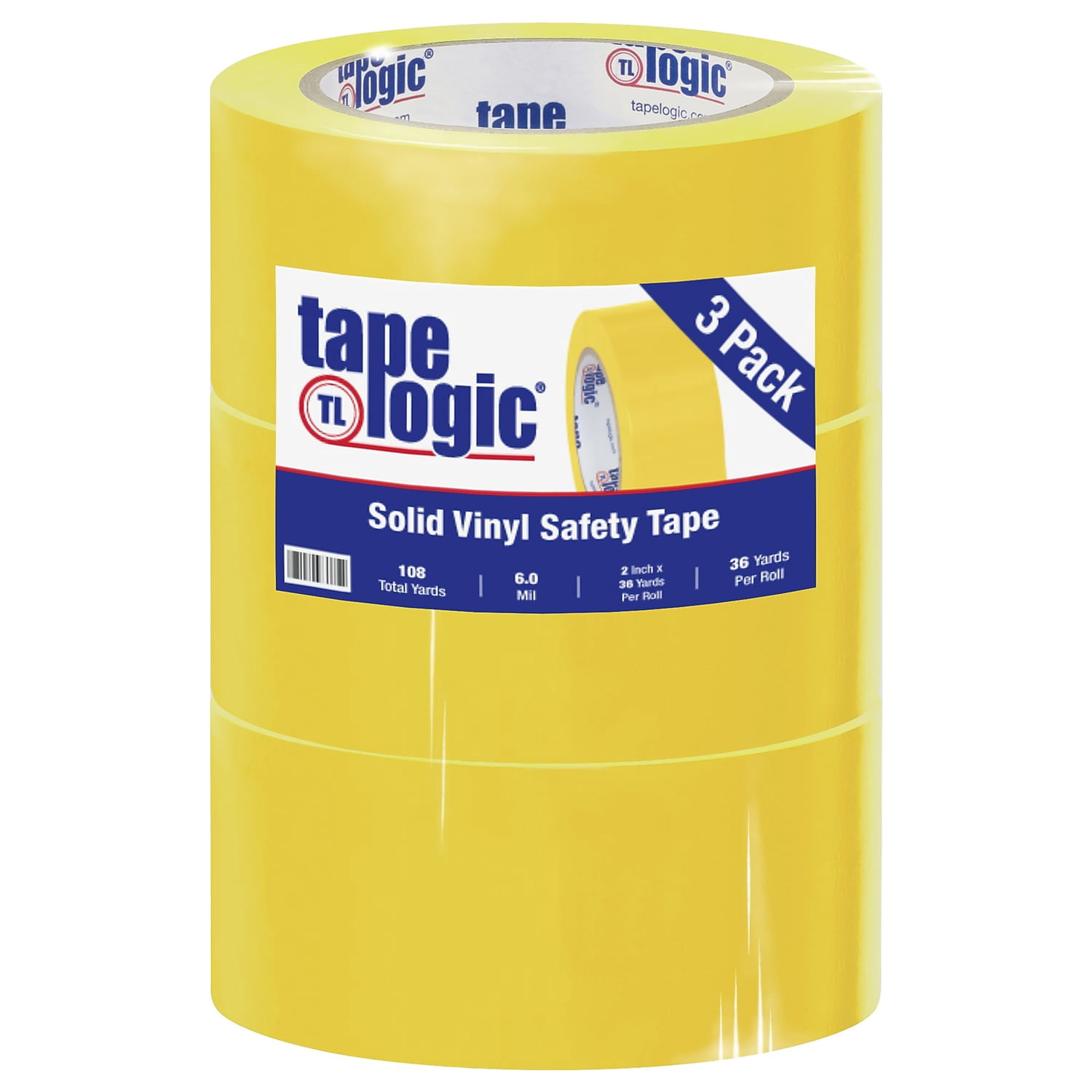 Tape Logic T92363PKY 2 in. x 36 yards Yellow Solid Vinyl Safety Tape - Pack of 3
