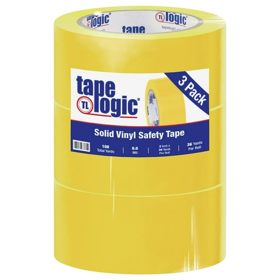 Tape Logic T92363PKY 2 in. x 36 yards Yellow Solid Vinyl Safety Tape - Pack of 3