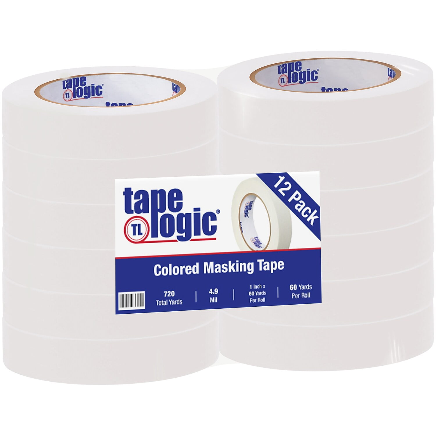 Tape Logic T93500312PKW 1 in. x 60 yards White Masking Tape Pack of