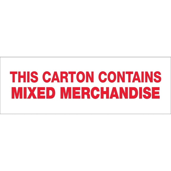 Tape Logic® Mixed Merchandise Preprinted Carton Sealing Tape, 3" Core, 3" x 110 Yd., Red/White, Pack Of 24