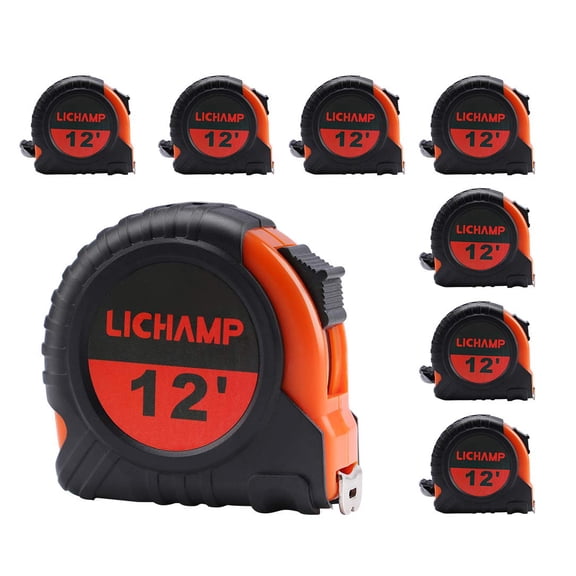 Tape Measure 12 ft, 8 Pack Bulk Easy Read Measuring Tape Retractable with Fractions 1/8, Measurement Tape 12-Foot by 1/2-Inch