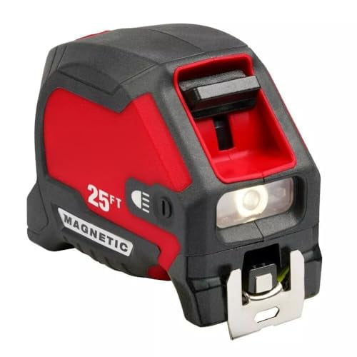 Tape Measure, 25 ft Magnetic, Rechargeable 100L Light, Model 48-22-0428$$Tools