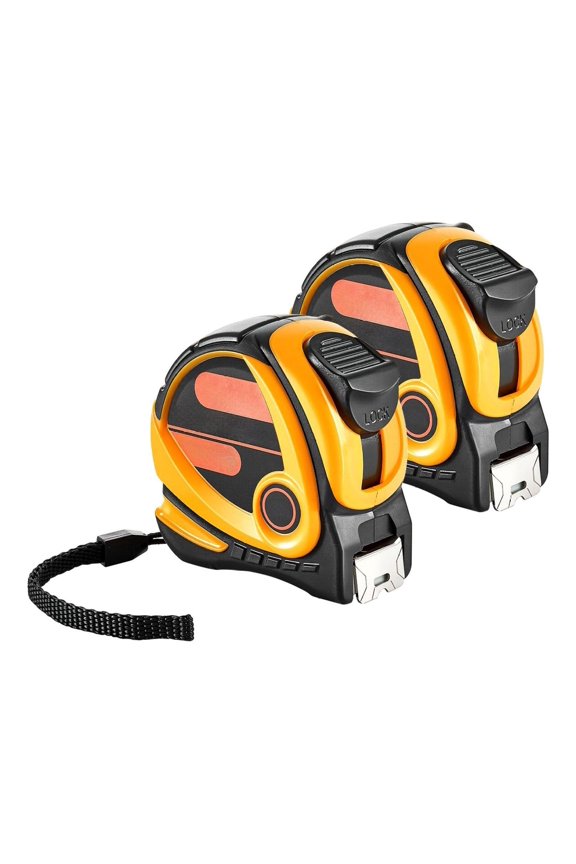 Tape Measure 25ft (2 Pack), Retractable Metric/Imperial, Durable Carbon Steel