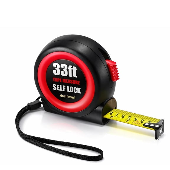 Tape Measure 33FT Self-Locking, Heavy-Duty Steel Blade, Metric/Imperial Dual Scale, MID Accuracy, Easy-Read Markings, Retractable Measuring Tool for Construction, Carpentry, DIY Projects (33FT)