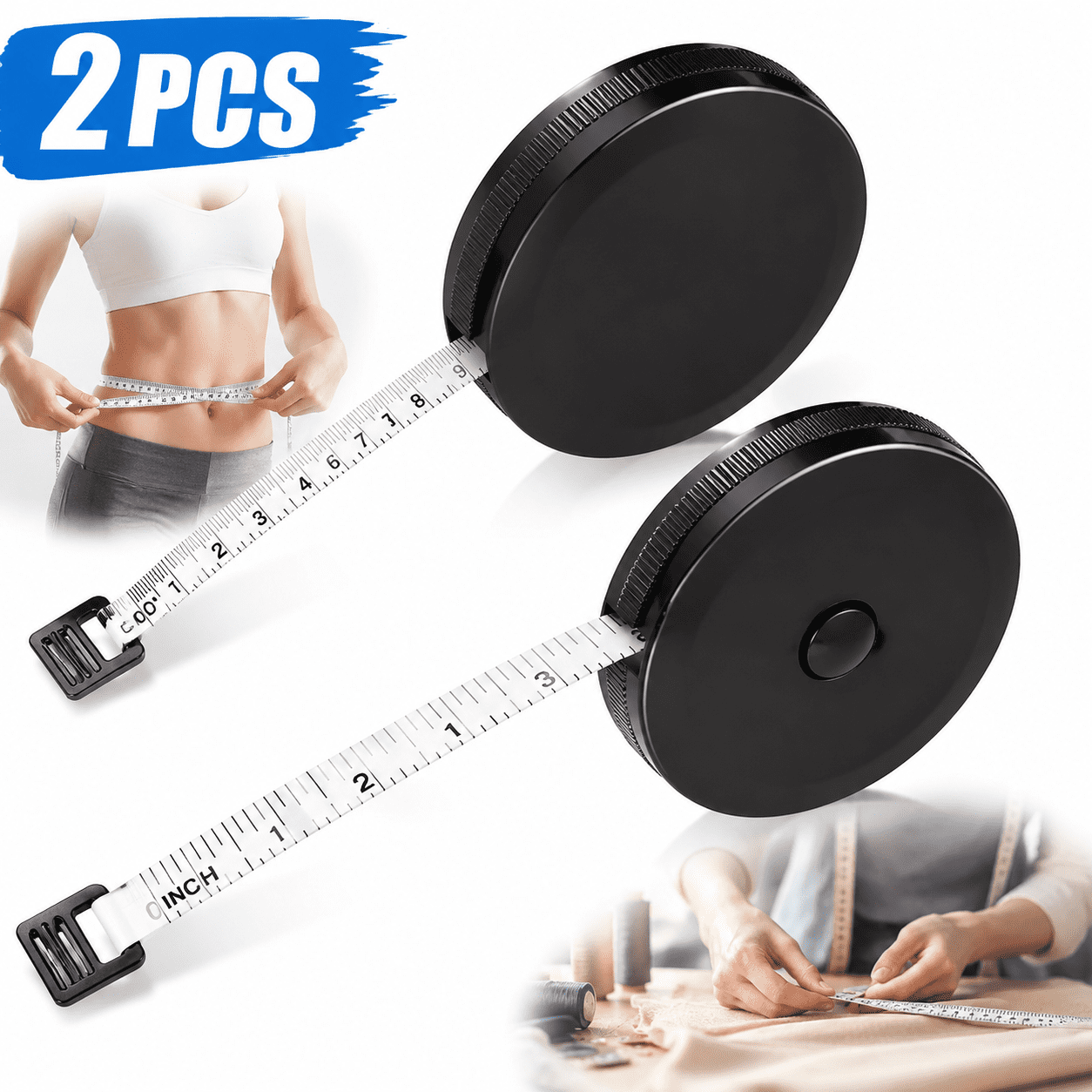 Meats Back Fat Ruler Emlimny Body Measuring Tape, Retractable, Dual-Sided Inch and cm, Pack ...