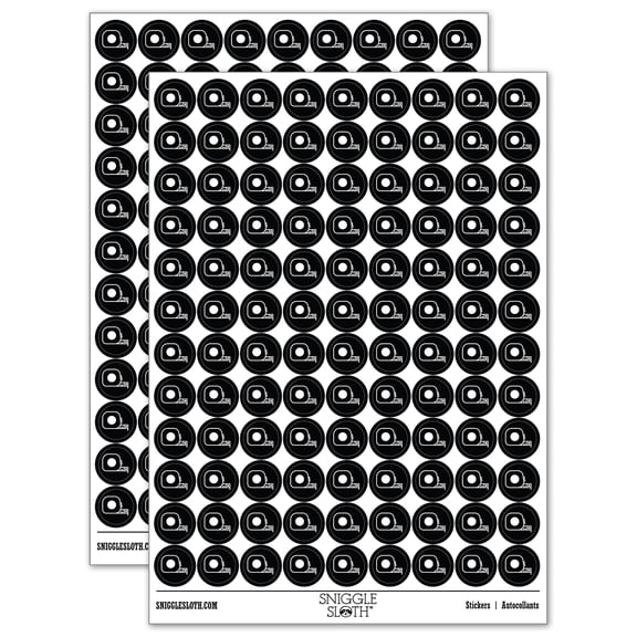 Tape Measure Construction Icon 200+ Round Stickers - Black - Gloss Finish - 0.50" Size