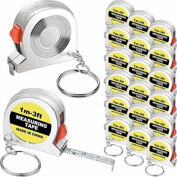 Functional Retractable Measuring Tape Keychains with Slide Lock, B