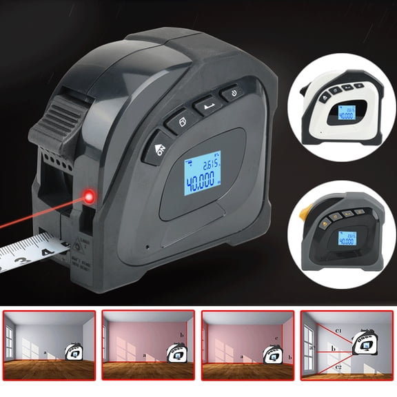 Tape Measure Rangefinder 2in1 Rangefinder 5m Tape Measure Ruler LCD Display with Backlight Distance Meter Building Measurement Device Area Volumes Surveying Equipment