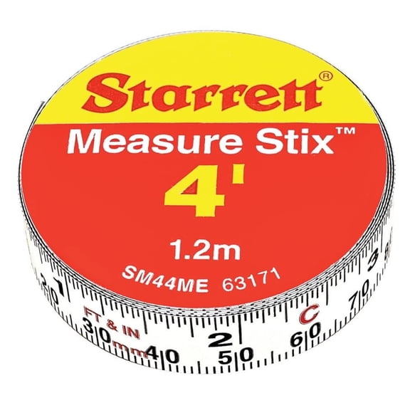Tape Measure Stix with Adhesive Backing - Mount to Work Bench, Saw and Drafting Table - 1/2" x 4', English Metric, Left-Right Reading - SM44ME