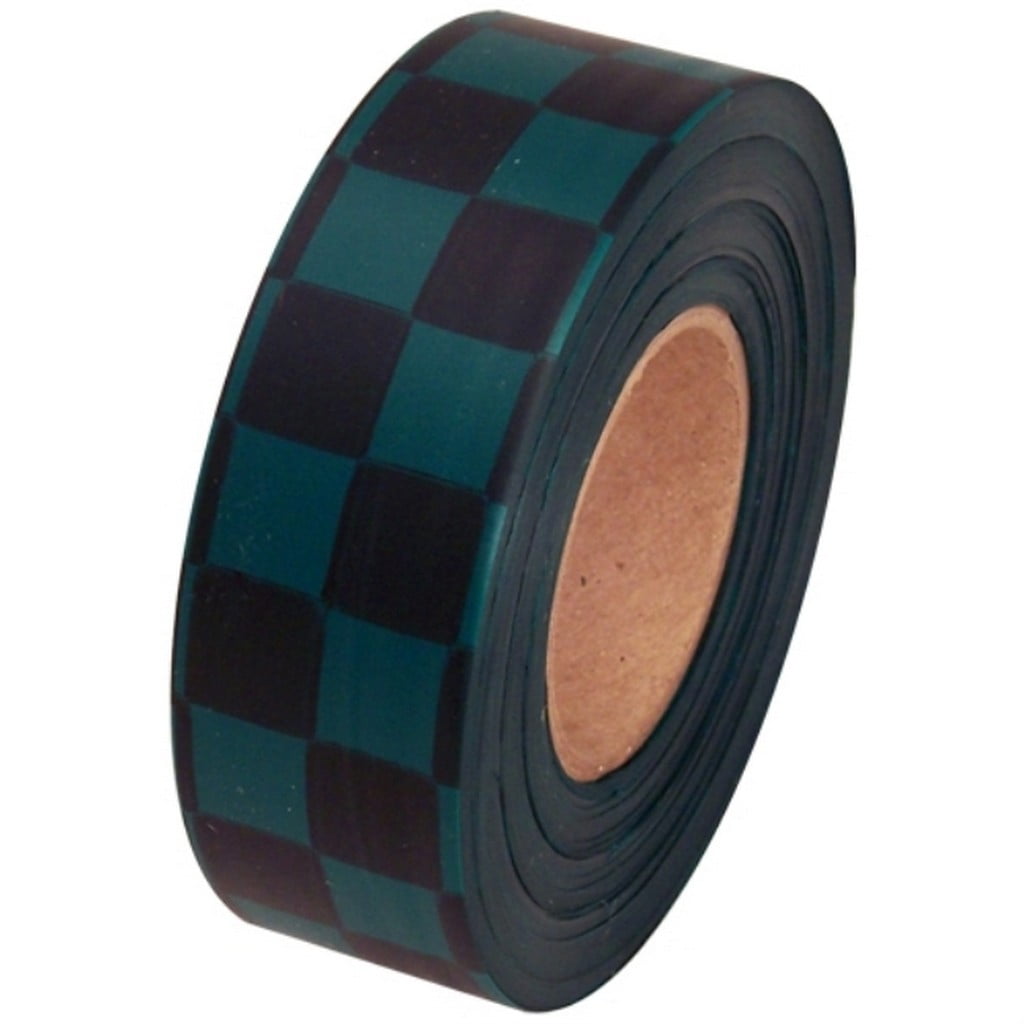 Presco Checkerboard Flagging Tape – Non-Adhesive, Green/Black, 1-3/16" X 300 Ft – For Surveying, Trail Marking & Construction