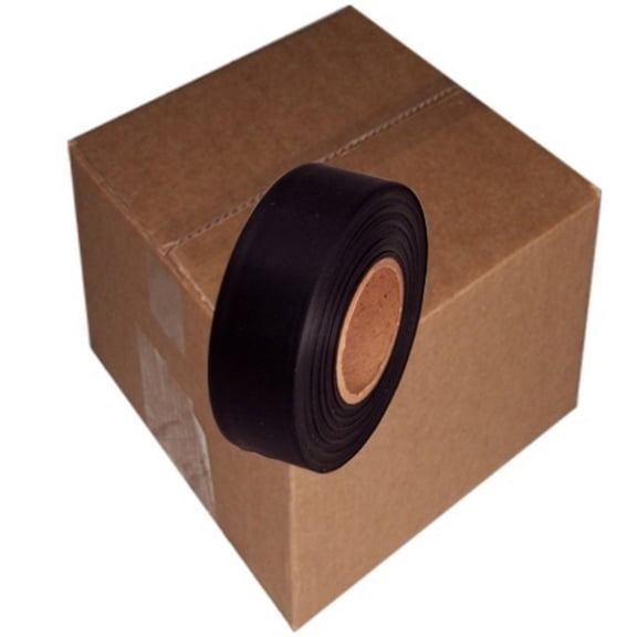 Tape Planet Flagging Tape 1-3/16 inch x 150 ft Non-Adhesive Plastic Ribbon, Black (12 Roll Case)
