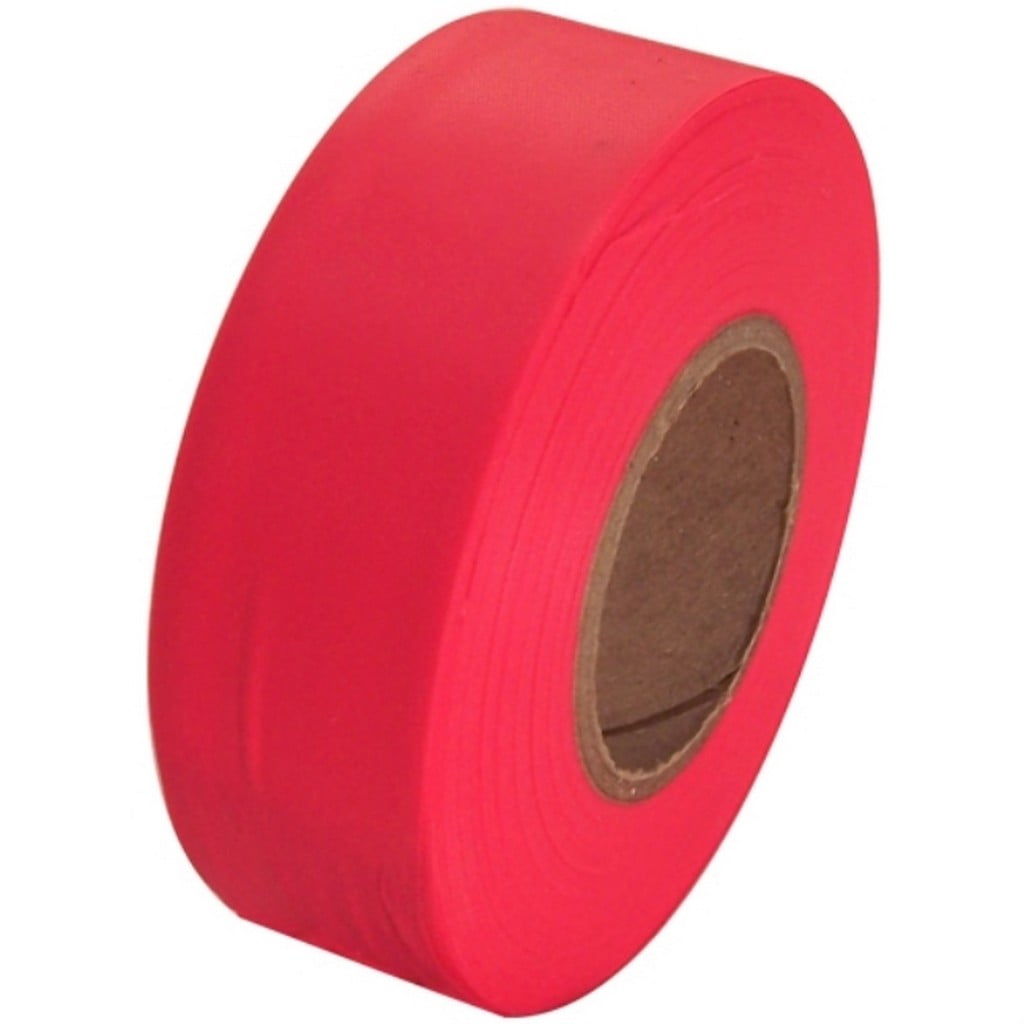 Tape Planet Flagging Tape 1-3/16 inch x 150 ft Non-Adhesive Plastic Ribbon, Fluorescent Red